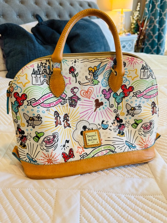 Dooney & Bourke Handbags - Dooney & Bourke Multicolor Disney Print Satchel with Tan Trim